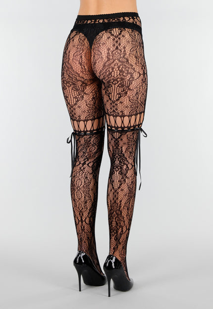 NEW280126 Zwarte Kanten Fishnet Panty