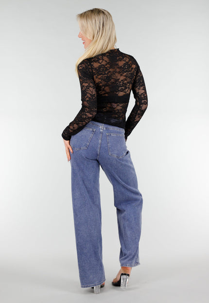 NEW280126 Zwarte Kanten Mesh Top