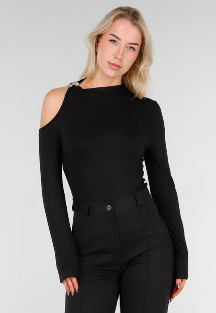 NEW280126 Zwarte One Shoulder Top