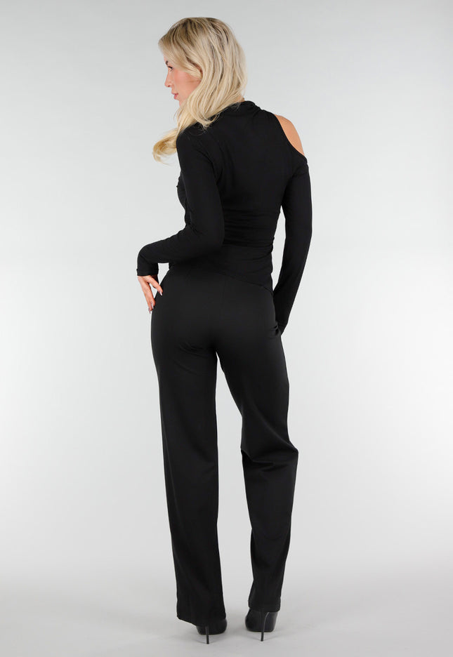 NEW280126 Zwarte One Shoulder Top