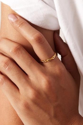 NEW2802 Stainless Gouden Twist Ring