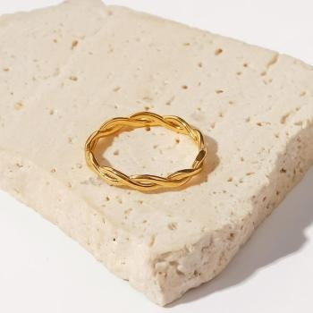 NEW2802 Stainless Gouden Twist Ring