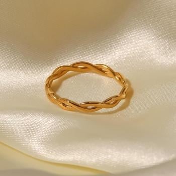 NEW2802 Stainless Gouden Twist Ring