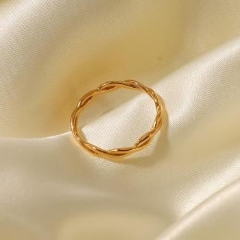NEW2802 Stainless Gouden Twist Ring