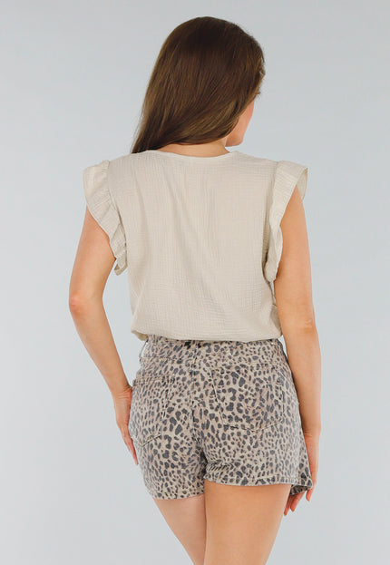 OP=OP.33.NL Beige Top met Ruffles