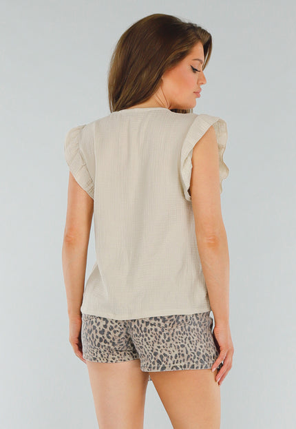 OP=OP.33.NL Beige Top met Ruffles