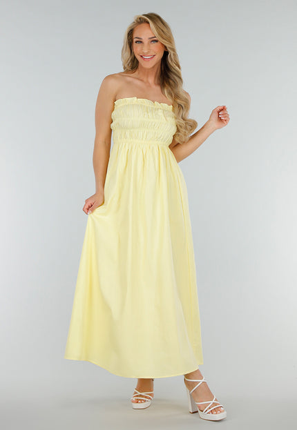 NEW280525 Butter Yellow Strapless Maxi Jurk
