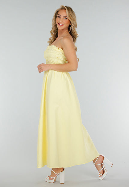 NEW280525 Butter Yellow Strapless Maxi Jurk
