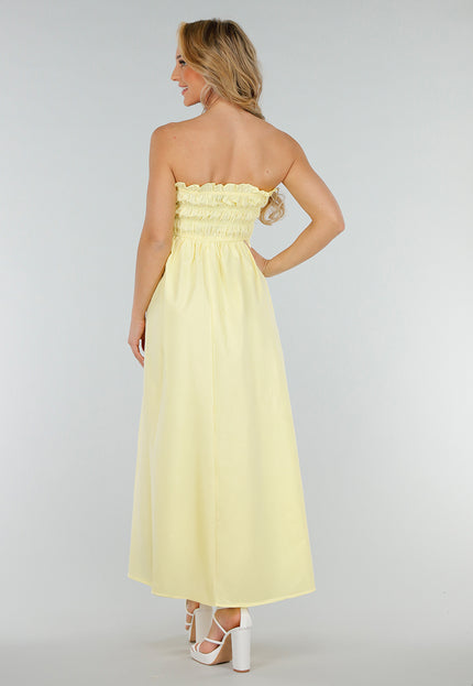 NEW280525 Butter Yellow Strapless Maxi Jurk