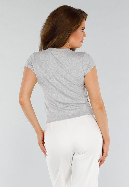 OP=OP.05.S Grijs Gemeleerd Microrib T-Shirt