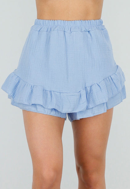 OP=OP.33.NL Lichtblauwe Ruffle Skort van Katoen