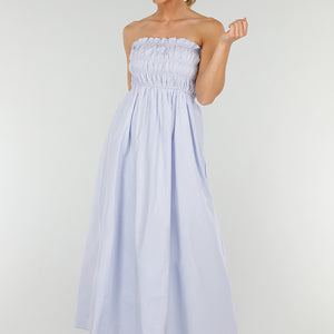 NEW280525 Lichtblauwe Strapless Stretch Jurk