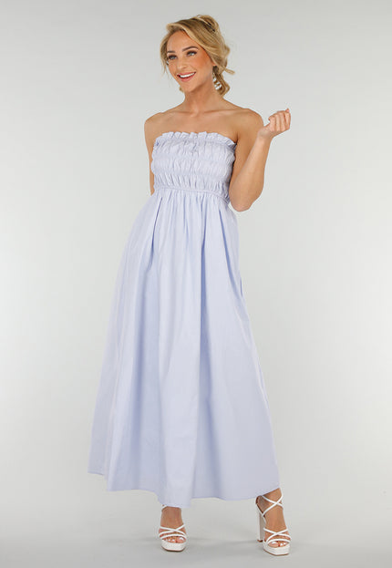 NEW280525 Lichtblauwe Strapless Stretch Jurk
