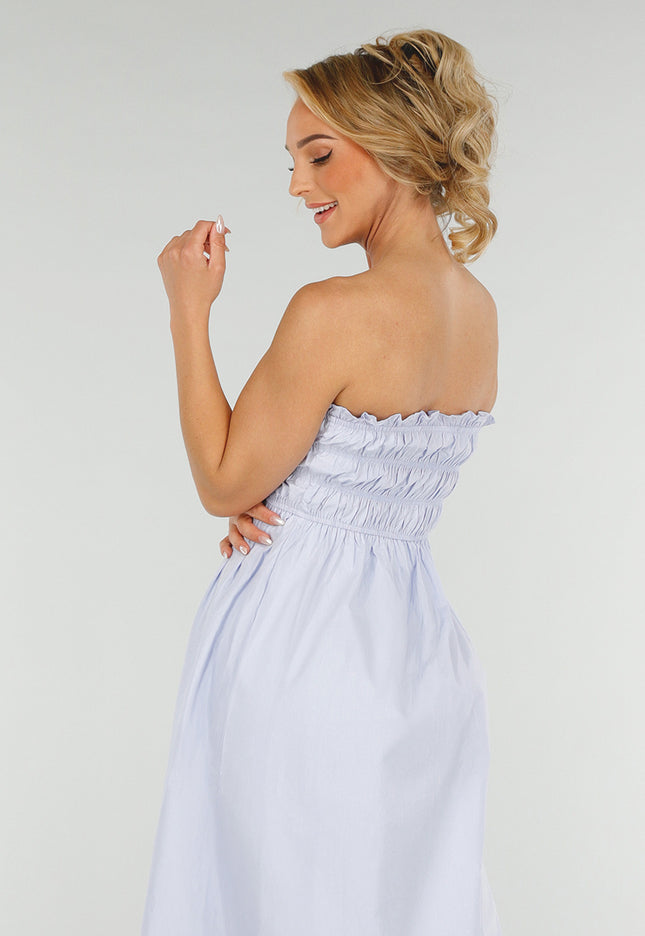NEW280525 Lichtblauwe Strapless Stretch Jurk