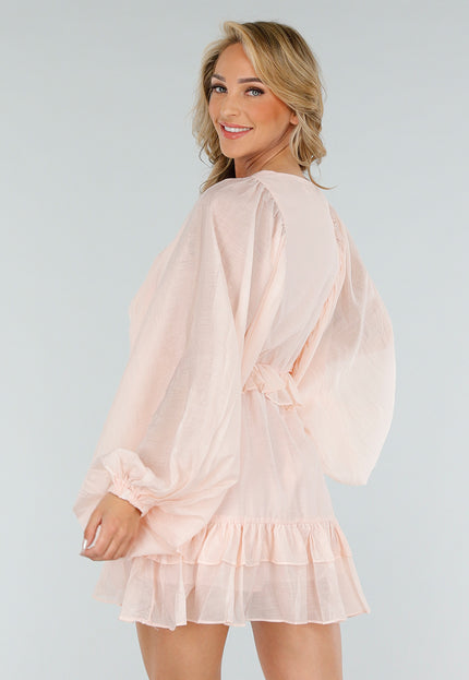 OP=OP.34.NL Lichtroze Jurk met Lange Mouwen met Broekje