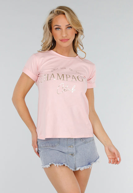 OP=OP.39.NL Lichtroze Katoenen T-Shirt Champagne Club