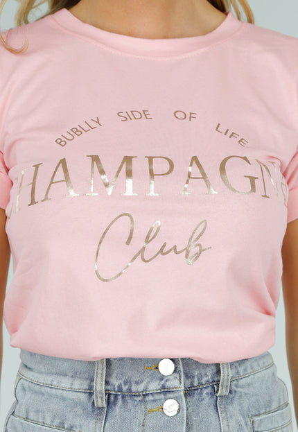 OP=OP.39.NL Lichtroze Katoenen T-Shirt Champagne Club