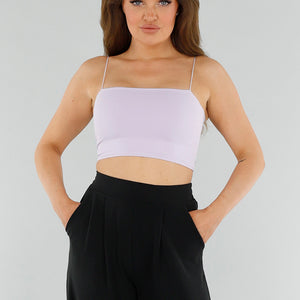 OP=OP.05.S Lila Cropped Top met Spaghettibandje