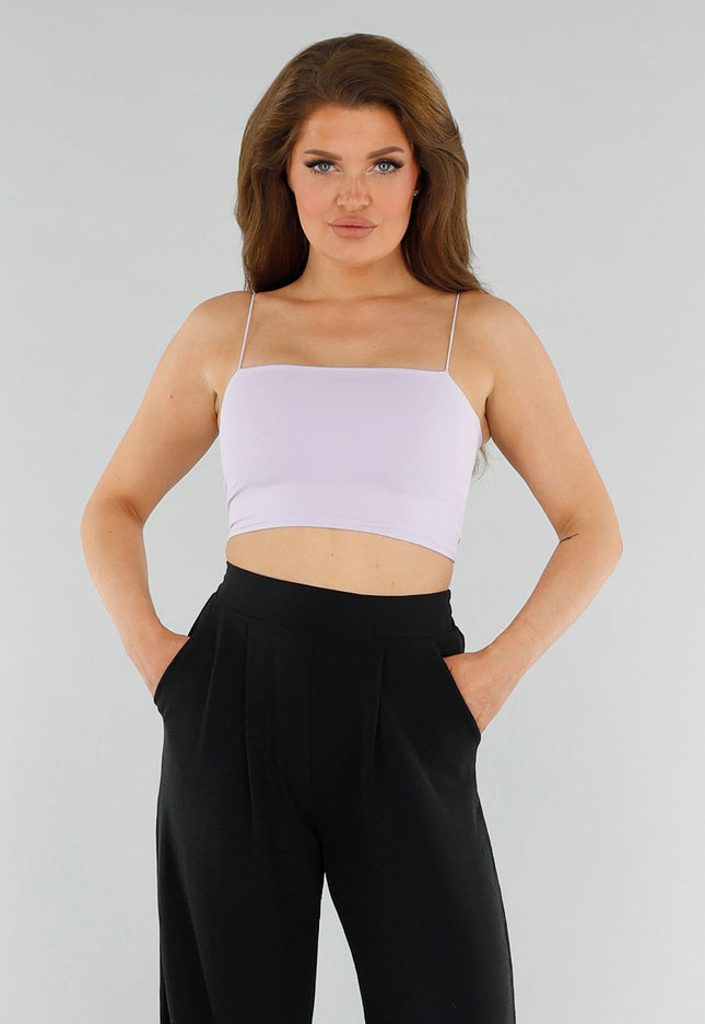 OP=OP.05.S Lila Cropped Top met Spaghettibandje