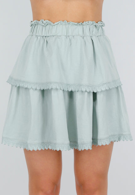 NEW280525 Mintgroene Katoenen Co-ord met Ruches