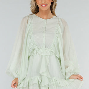 OP=OP.34.NL Mintgroene Playsuit met Volants