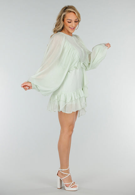 OP=OP.34.NL Mintgroene Playsuit met Volants