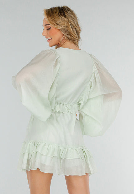 OP=OP.34.NL Mintgroene Playsuit met Volants