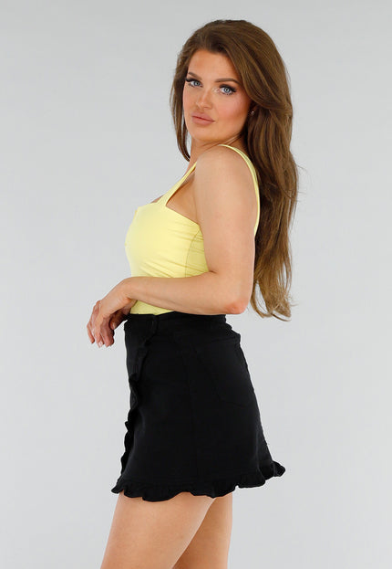 NEW280525 Pastel Gele Bodysuit met Vierkante Hals