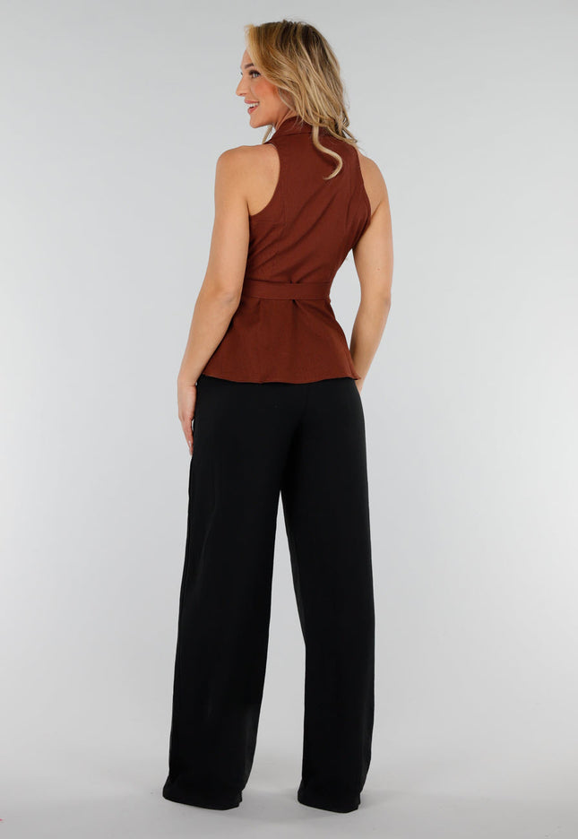 OP=OP.34.NL Roestbruine Overslag Gilet met Ceintuur