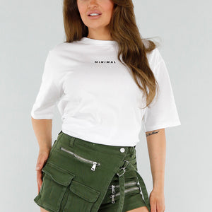 SALESELECTIE Wit Oversized T-Shirt met Minimal Opdruk