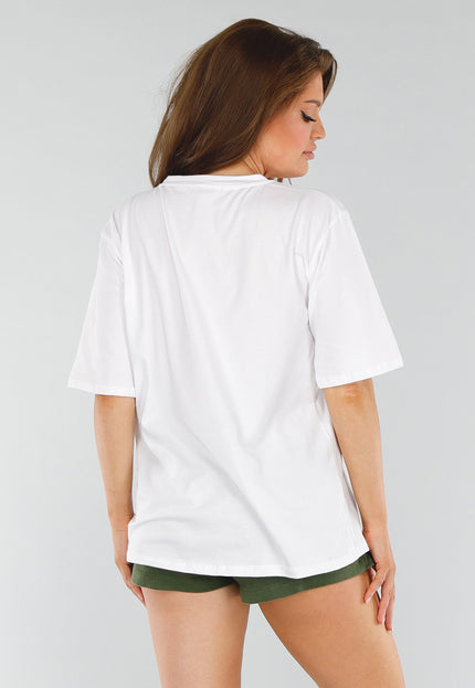 SALESELECTIE Wit Oversized T-Shirt met Minimal Opdruk