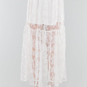 NEW280525 Witte Kanten Maxi Rok met Onderrok