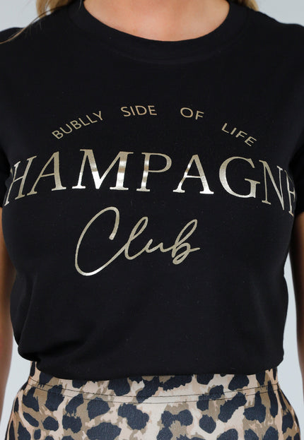 NEW280525 Zwart Katoenen Shirt met Gouden tekst