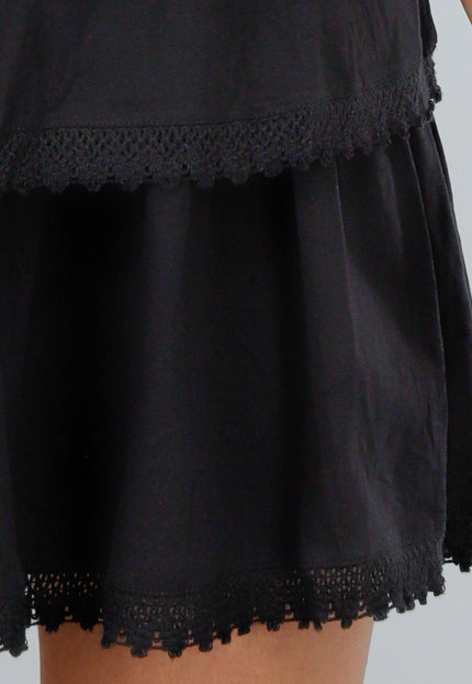 NEW280525 Zwarte Katoenen  Co-ord met Ruches