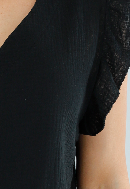 OP=OP.33.NL Zwarte Mouwloze Ruffle Top