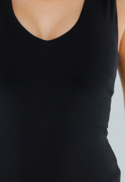 NEW280525 Zwarte Slim Fit Top met V-Hals