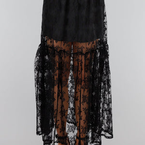 NEW280525 Zwarte Transparante Kanten Maxi Rok