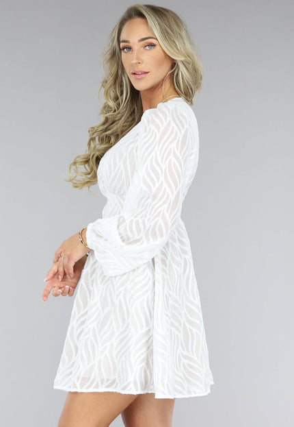 NEW2806 Witte Leaf Skaterjurk