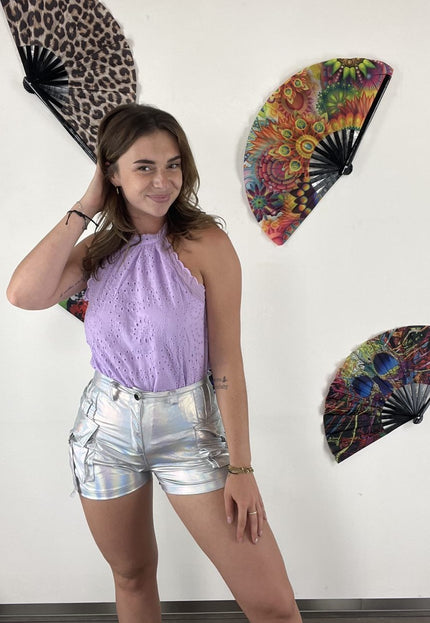 NEW2806 Zilveren Holografische Cargo Short