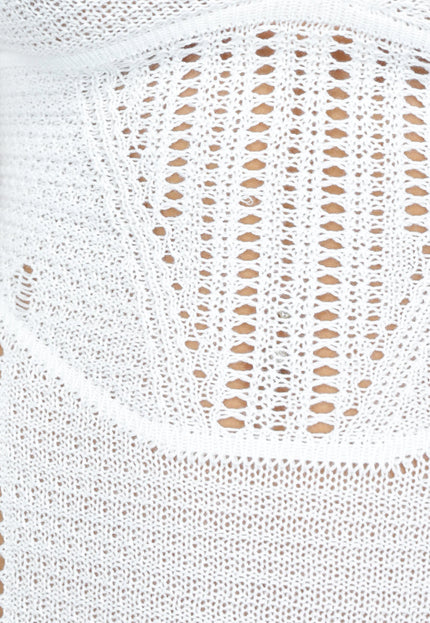 NEW2808 Lange Witte Gehaakte Strand Jurk