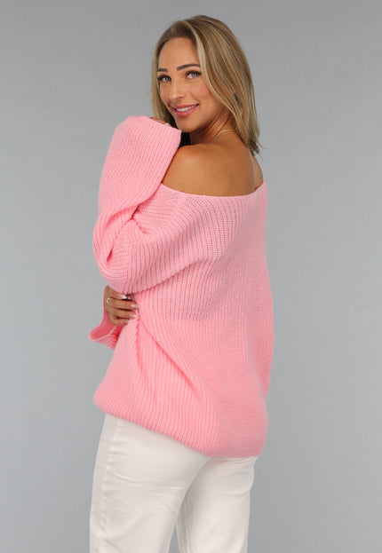 NEW2808 Roze Gebreide Oversized Trui