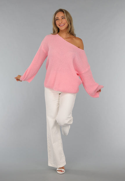 NEW2808 Roze Gebreide Oversized Trui