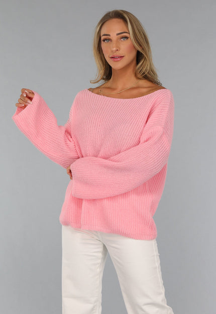 NEW2808 Roze Gebreide Oversized Trui