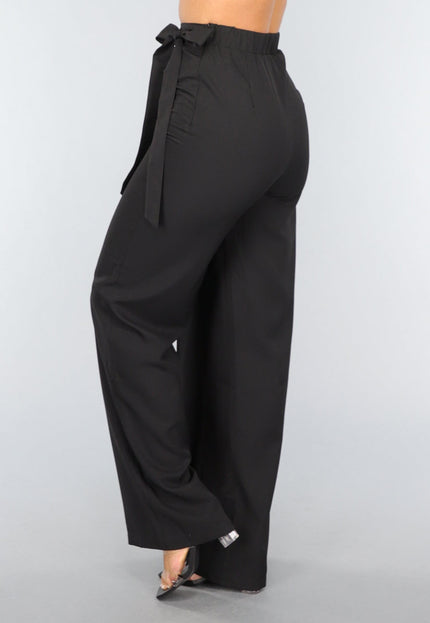 OP=OP.49.S Zwarte Wide Leg Overslag Pantalon