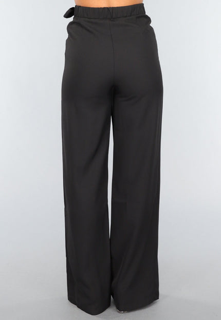 OP=OP.49.S Zwarte Wide Leg Overslag Pantalon