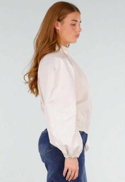 NEW281026 Beige Bomber Jacket met Ruime Mouwen