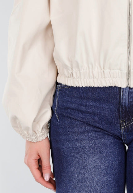 NEW281026 Beige Bomber Jacket met Ruime Mouwen