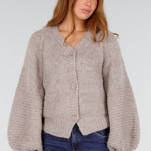 NEW281026 Beige Gebreid Vest met Ballonmouwen