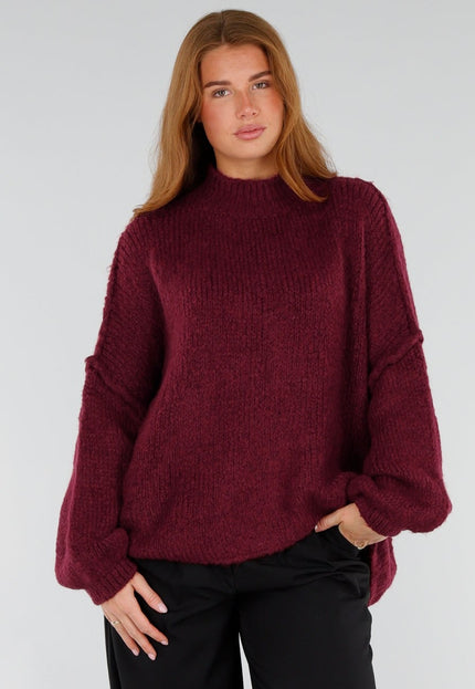 NEW281026 Bordeaux Oversized Trui met Col