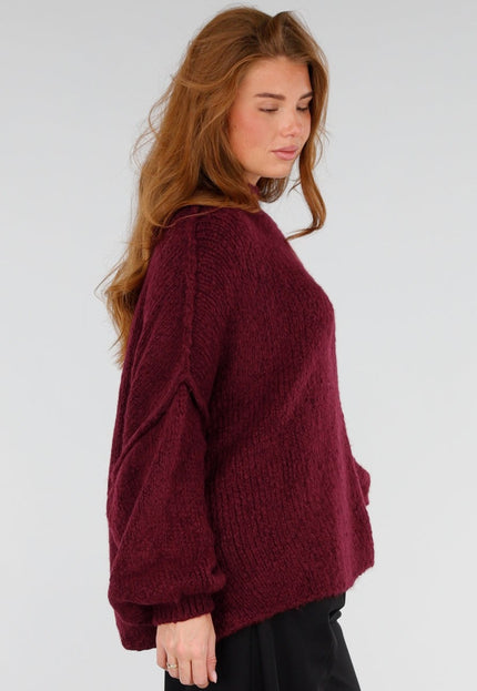 NEW281026 Bordeaux Oversized Trui met Col